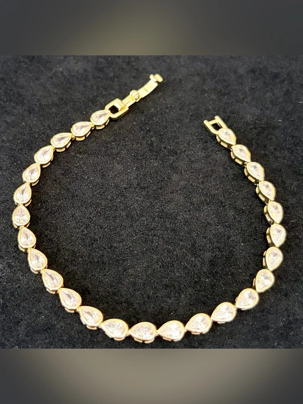 NIB Gold Teardrop Tennis Bracelet with Clear Stones absolutely stunning!